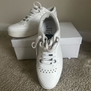 Jimmy Choo – Hawaii Crystal-embellished Perforated Leather Sneakers – White